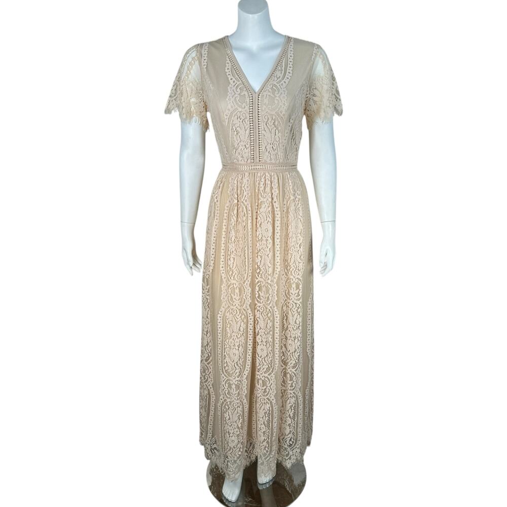 Lace Maxi Dress Small Floral Cottage Boho Prairie Victorian Romantic Ethereal